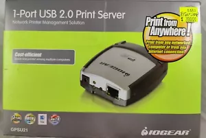 IOGEAR GPSU21 1-Port USB 2.0 Print Server Network IP RJ45 Ethernet - Picture 1 of 8
