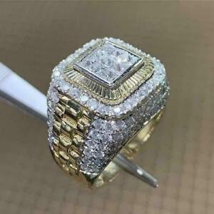 Men's 4.20 Ct Diamond Wedding Engagement Solitaire Ring 14K White Gold Over