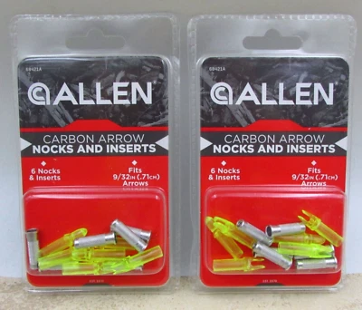 2 Packs ALLEN Carbon Arrow Nocks & Inserts For 9/32" Arrows  24 Pcs, Bow Hunting - Image 1 of 2