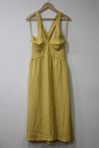 Reiss Orla Halter Midi Dress Size 12 Yellow Sleeveless Cross Back Panel Detail - Picture 1 of 18