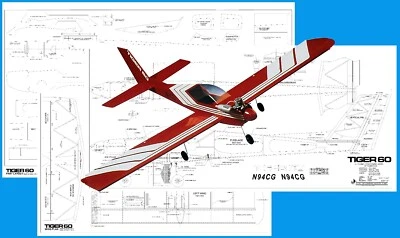 Carl Goldberg Model Airplane Plans (RC):  TIGER 60 70" Wingspan for .45-.80 - Image 1 of 4