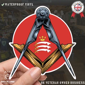 Rund Middlesex Freimaurer Aufkleber Quadrat & Kompass Union Vinyl Aufkleber - Bild 1 von 10