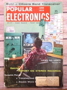 Vintage Popular Electronics Magazine Czerwiec 1959 Radio TV Reklama - Zdjęcie 1 z 9