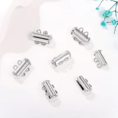5 Silver Necklace Bracelet Magnetic Slide Clasp 2 Strand Clasp 15mm Craft DIY - Image 1 of 4