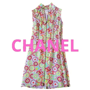 Chanel Circular Pattern Sleeveless Shirt Dress Size 34 Used - Picture 1 of 5