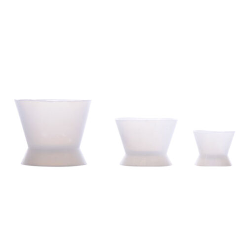 3 SIZES DENTAL LAB FLEXIBLE SILICONE DAPPEN DISH MIXING BOWL CUP 7/20/40ml