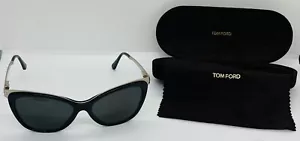 RARE Authentic TOM FORD TF5374 001 54-15 135 Shiny Black & Gold Sunglasses - Picture 1 of 4