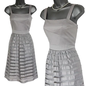 MONZÓN Gris LIRIO Estilo Embellecido Fiesta Cóctel Vestido de Boda Talla 12 EU40 - Imagen 1 de 7