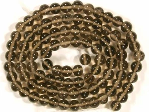 Cuentas redondas de piedras preciosas de cuarzo ahumado de 4 mm hilo de 13" - Imagen 1 de 2