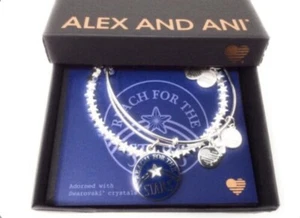 58 $ Alex and Ani Reach For The Stars 2er Set erweiterbarer Armreif, silberfarben Z27 - Bild 1 von 4