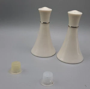 Vintage Lenox Salt & Pepper Shakers Ivory with Silver Ring Trim Slim 4.5" Tall - Picture 1 of 8