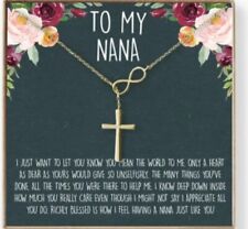 SILVER Nana Infinity Cross Heart Necklace With Heartfelt Message Gifts For Nanna