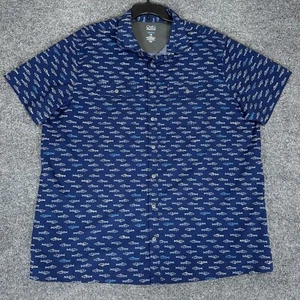 Croft & Barrow Quick Dry Shirt Mens 2XB Blue Fish Short Sleeve Button Up Adult - Picture 1 of 6