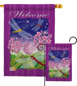 Libellula Paradiso Giardino Bandiera Insetti e Rane Amici Decorativa Cortile Casa Striscione - Foto 1 di 17