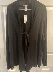 Loop 18 Plus Size Juniors Lightweight Sweater, Black w/ Tie, 25/27, NWT - Picture 1 of 9