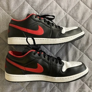 Air Jordan 1 Low Mens Size 12.5 Black/Fire Red 553558 063 - Picture 1 of 10