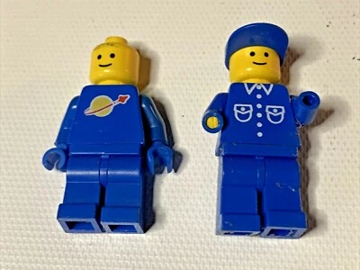 Lego 2 Men Blue 1 Hat  Building Parts Pieces - Image 1 of 4