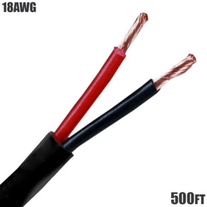 500FT 18 Gauge Speaker Wire Cable Home Audio 2 Conductor Pure Copper CL2 Black - Picture 1 of 1