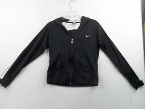Nike Girls Black & White Full Zip Jacket Classic Hoodie Sz Small 4-6
