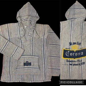 Vtg 80's CORONA Beer DRINKERS CLUB Member & Proud of It DRUG RUG Baja HOODIE M - Picture 1 of 11