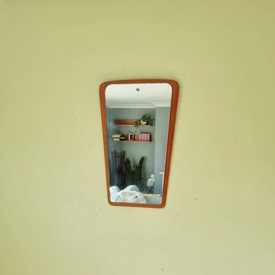 Mid Century Teak Wall Mirror Assymetric G Plan Danish Scandi Style Retro Vintage - Image 1 of 4