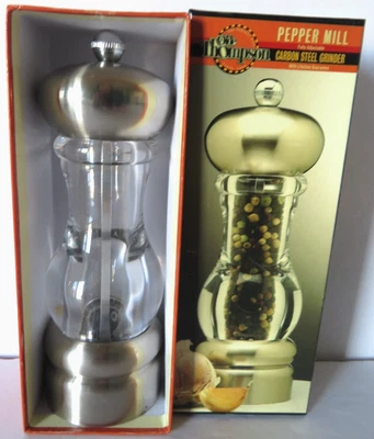 Olde Thompson Pepper Mill Grinder Carbon Steel Clear Acrylic Vtg Boxed - Image 1 of 4