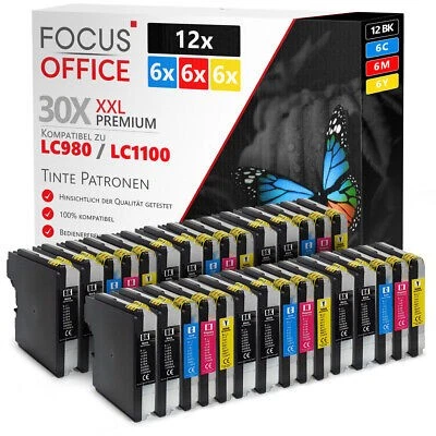 30 Druckerpatronen für Brother DCP-165C DCP-195C DCP-375CW DCP-385C LC980 LC1100 - Bild 1 von 4