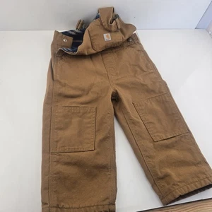 Carhartt Niños Mono 2T Marrón Algodón Forrado Babero Niños Ropa de Trabajo Pantalones Niño Pequeño - Imagen 1 de 8
