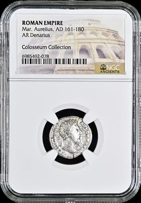 Roman Empire Marcus Aurelius AR Silver Denarius AD 161-180 NGC CERTIFIED GENUINE - Image 1 of 4