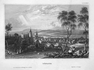 Grabado Töplitz Werder Brandeburgo Alemania Stahlstich 1840 - Imagen 1 de 1