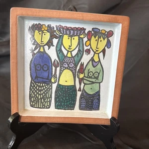 stig lindberg pottery Karneval Ashtray 3 Ladies 6 1/4 In - Picture 1 of 11