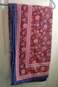 Williams Sonoma Tablecloth Red Blue Paisley Floral Style Cotton Print 102x66 - Picture 1 of 11