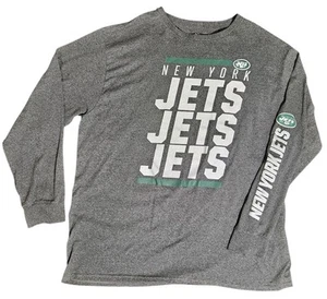 New York Jets T-Shirt Majestic Long Sleeve Graphic Tee Lightweight Gray Mens 2XL - Picture 1 of 7
