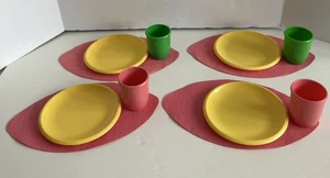 Vintage Little Tikes 4 Placemats, 4 Yellow Plates, 4 Cups - Picture 1 of 14
