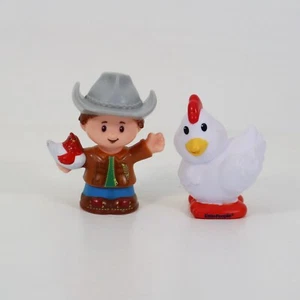Fisher Price Little People Lot of 2 Farmer and Chicken Animal Figure *Used - Picture 1 of 3