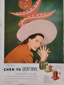 1946 Chen Yu Lucky Devil Fingernagellack Ceil Chapman Kleid Vintage Anzeige - Bild 1 von 1