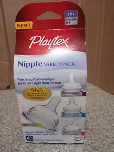 Playtex Nipple Variety Pack 3m+ MEDIUM Flow Distinct Silicone Nipples BPA FREE - Picture 1 of 2