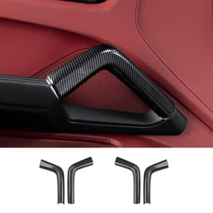 2x Glossy ABS Carbon FIber Car Inner Door Middle Handle Cover For Cayenne 19 20 - Picture 1 of 17