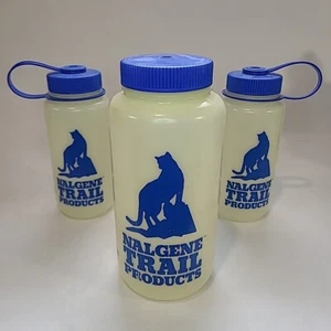 3 Vintage Nalgene Trail Wide Mouth Bottle 16oz & 32 oz Loop Top Mountain Lion - Picture 1 of 15
