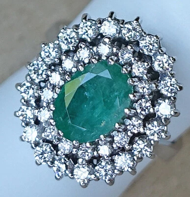 Queen ♦️ Diamant Ring 14Kt 585 Gold Ring Brillant Smaragd Brillanten ♦️♦️8990 - Bild 1 von 4