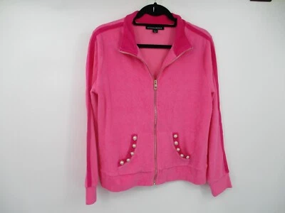 Cárdigan suéter Boston Proper para mujer mediano con cremallera bolsillos detalles perlados algodón Foto 1 de 4