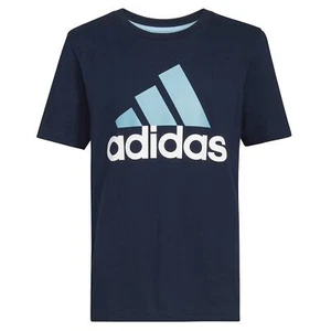 adidas Boys' Big Short Sleeve Cotton Classic 2 Tone BoS Logo T-Shirt, Collegiate - Picture 1 of 5