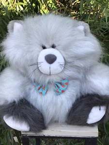 Dakin Fun Farm Plush 12" Cat  "Fishsticks" Goldfish Bowtie Fluffy Vintage 1985 - Picture 1 of 12