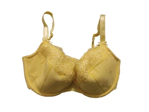 Marks & Spencer Ceriso UK 30E Yellow Embroidered Underwired Padded Plunge Bra - Picture 1 of 4
