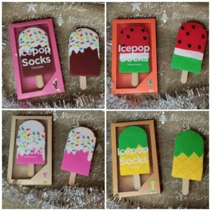 4 x Bunte Socken Eis am Stiel Streusel, Ananas, Melone, Bunt - Bild 1 von 9