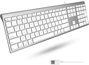 Macally Ultra Slim USB Wired Computer Keyboard Full Size with 20 Mac Keys - Picture 1 of 11