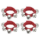 4pcs Wrist Bells, Jingle Bell Ankle Bells with 5 Silvery Bells, Red