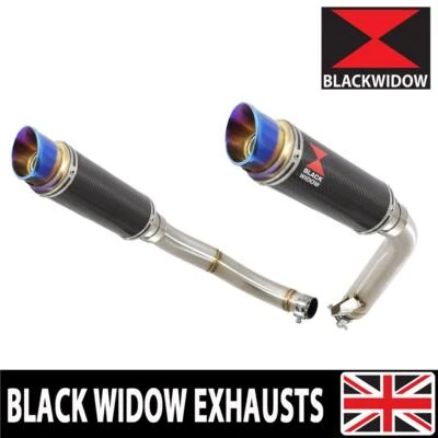 CBF 1000 2006-2011 Twin Exhaust Silencers 230mm GP Round Blue Tip Carbon CL23R - Image 1 of 4