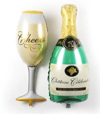 PANNU DESIGN 40" Champagne Glass & Bottle Foil Balloon JUMBO Helium Wedding Birthday Party UK