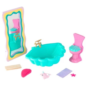 NUEVO ~ Muebles de baño para casa de muñecas Kidcraft Rainbow Dreamers concha marina, tamaño Barbie - Imagen 1 de 5